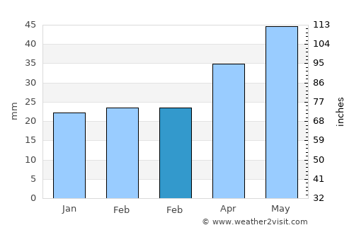 Delicias average rain in February