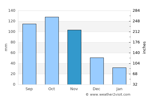Delicias average rain in November