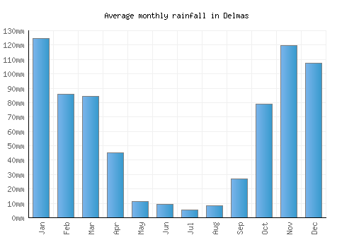 Delmas monthly rainfall chart (mm)