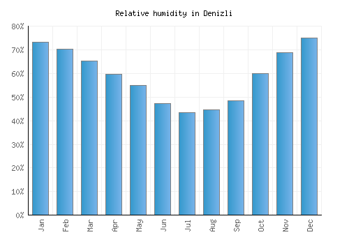 Denizli relative humidity averages