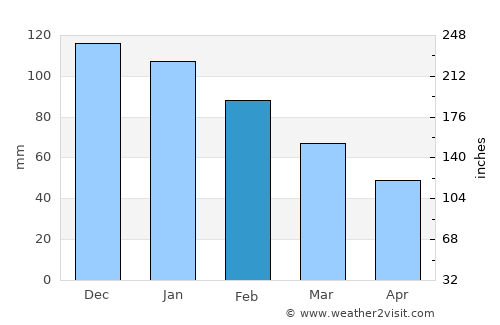 Denizli average rain in February