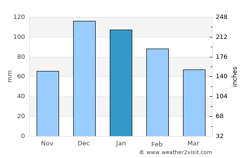 Denizli average rain in January