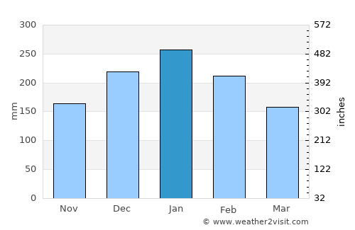 Descalvado average rain in January