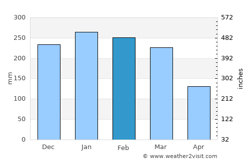 Diadema average rain in February