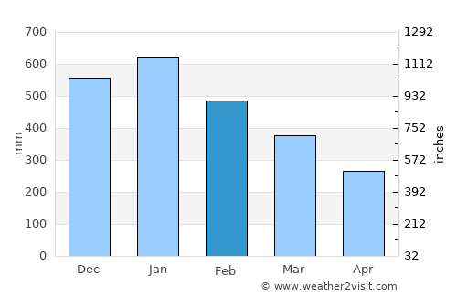 Dinagat average rain in February