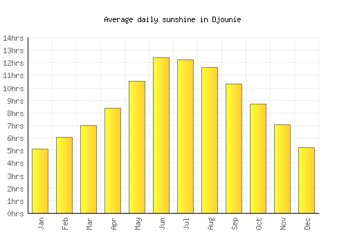 Djounie average daily sunshine chart