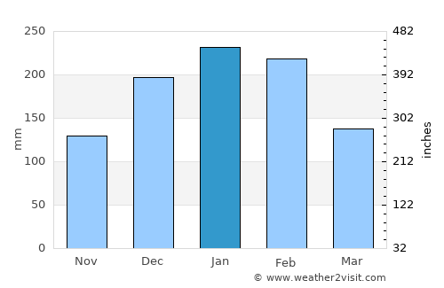 Dois Córregos average rain in January