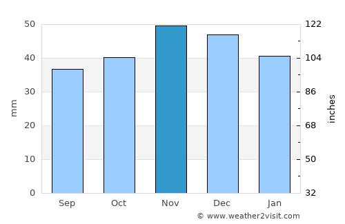 Dolni Dŭbnik average rain in November