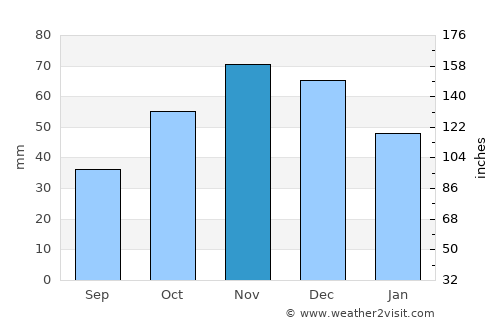Dolno Orizari average rain in November