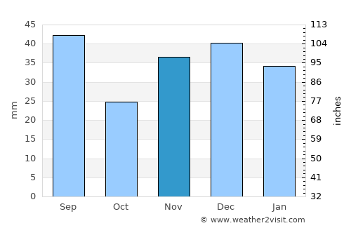 Donduşeni average rain in November