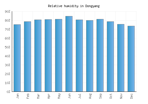 Dongyang relative humidity averages