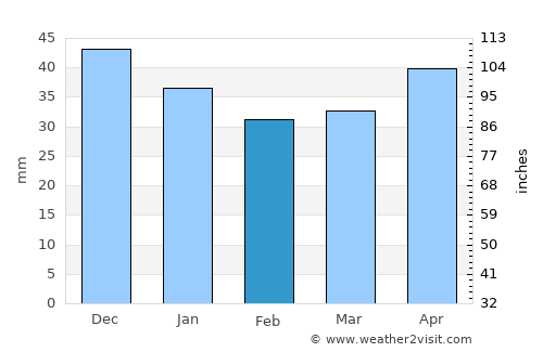 Drahichyn average rain in February