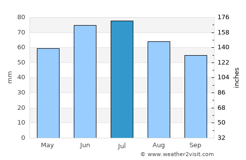 Drahichyn average rain in July