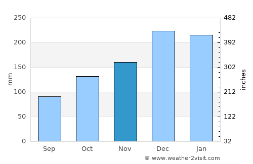 Duque de Caxias average rain in November