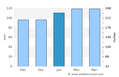 Durazno average rain in January