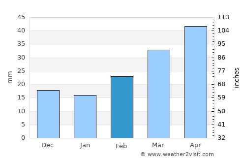 Dzagam average rain in February