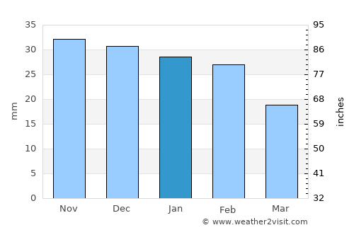 Dzilam González average rain in January