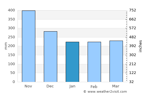 El Dovio average rain in January