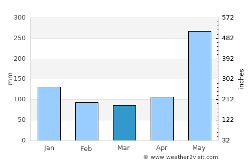 El Estor average rain in March