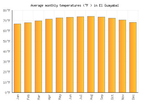 El Guayabal average temperature chart (Fahrenheit)