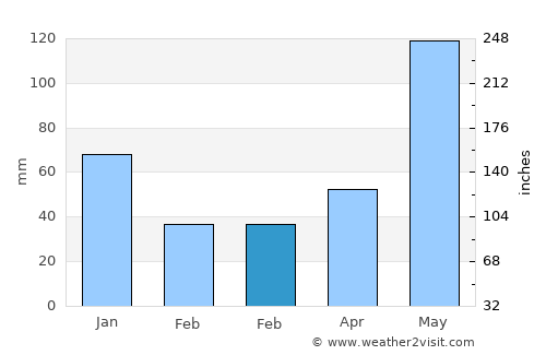 El Palmer average rain in February