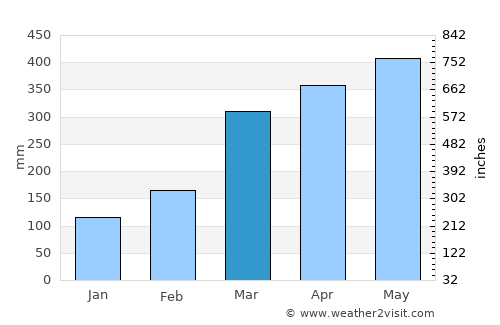 El Paujil average rain in March