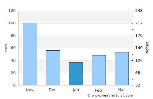 El Pino average rain in January