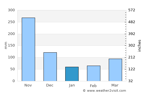 El Tarra average rain in January