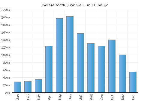 El Tocuyo monthly rainfall chart (mm)