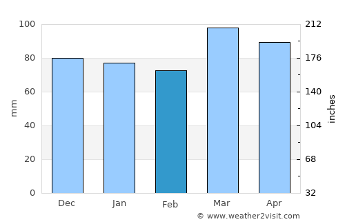 Elizabeth average rain in February