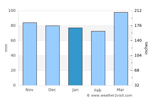 Elizabeth average rain in January