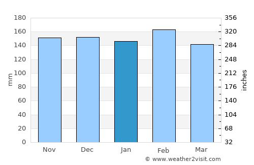 Encarnación average rain in January