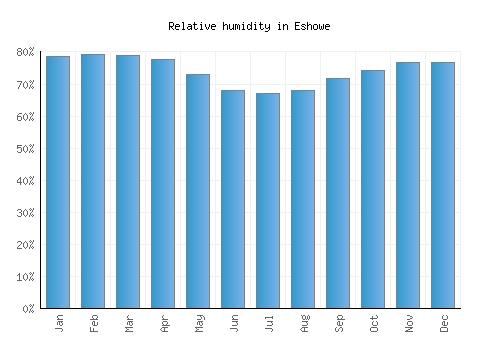 Eshowe relative humidity averages