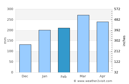 Estreito average rain in February