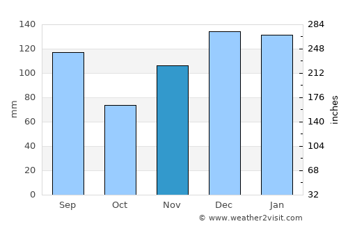 Evergreen average rain in November