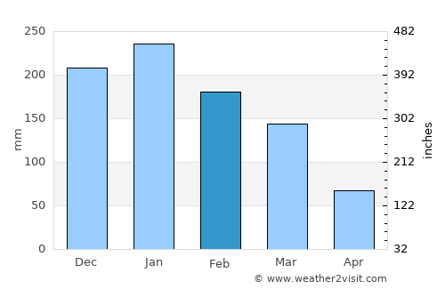 Fernandópolis average rain in February