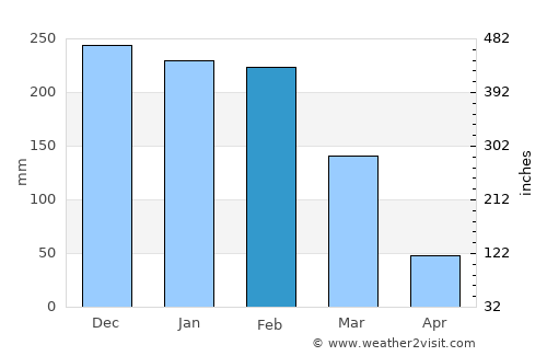 Fianarantsoa average rain in February