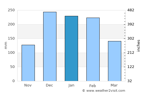 Fianarantsoa average rain in January