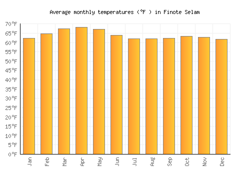 Finote Selam average temperature chart (Fahrenheit)