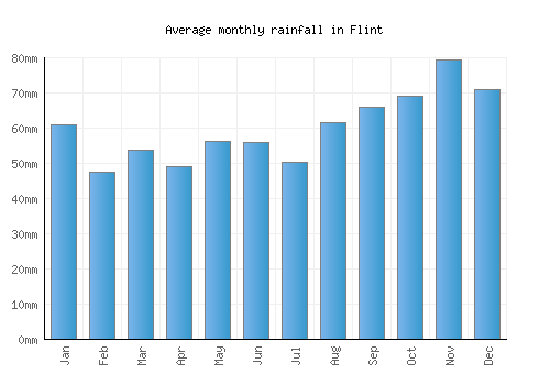 Flint monthly rainfall chart (mm)