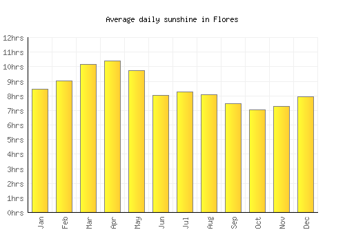 Flores average daily sunshine chart