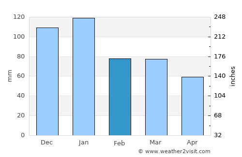 Fochville average rain in February