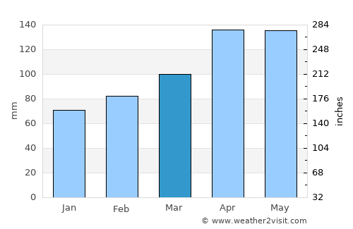 Fusagasuga average rain in March