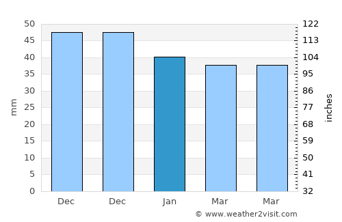 Găujani average rain in January