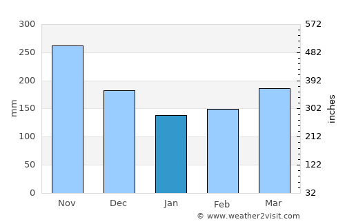 Génova average rain in January
