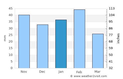 George West average rain in January