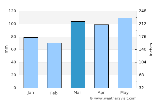 Georgetown average rain in March