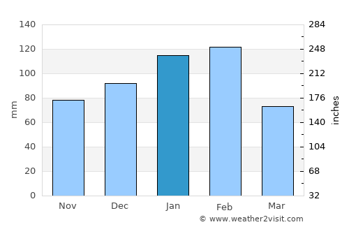 Giyani average rain in January
