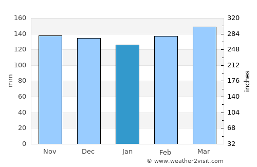 Gobernador Ingeniero Valentín Virasoro average rain in January
