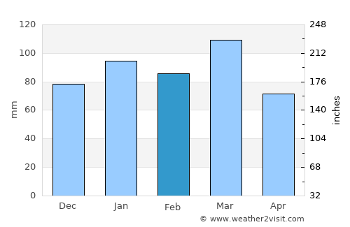Goose Creek average rain in February